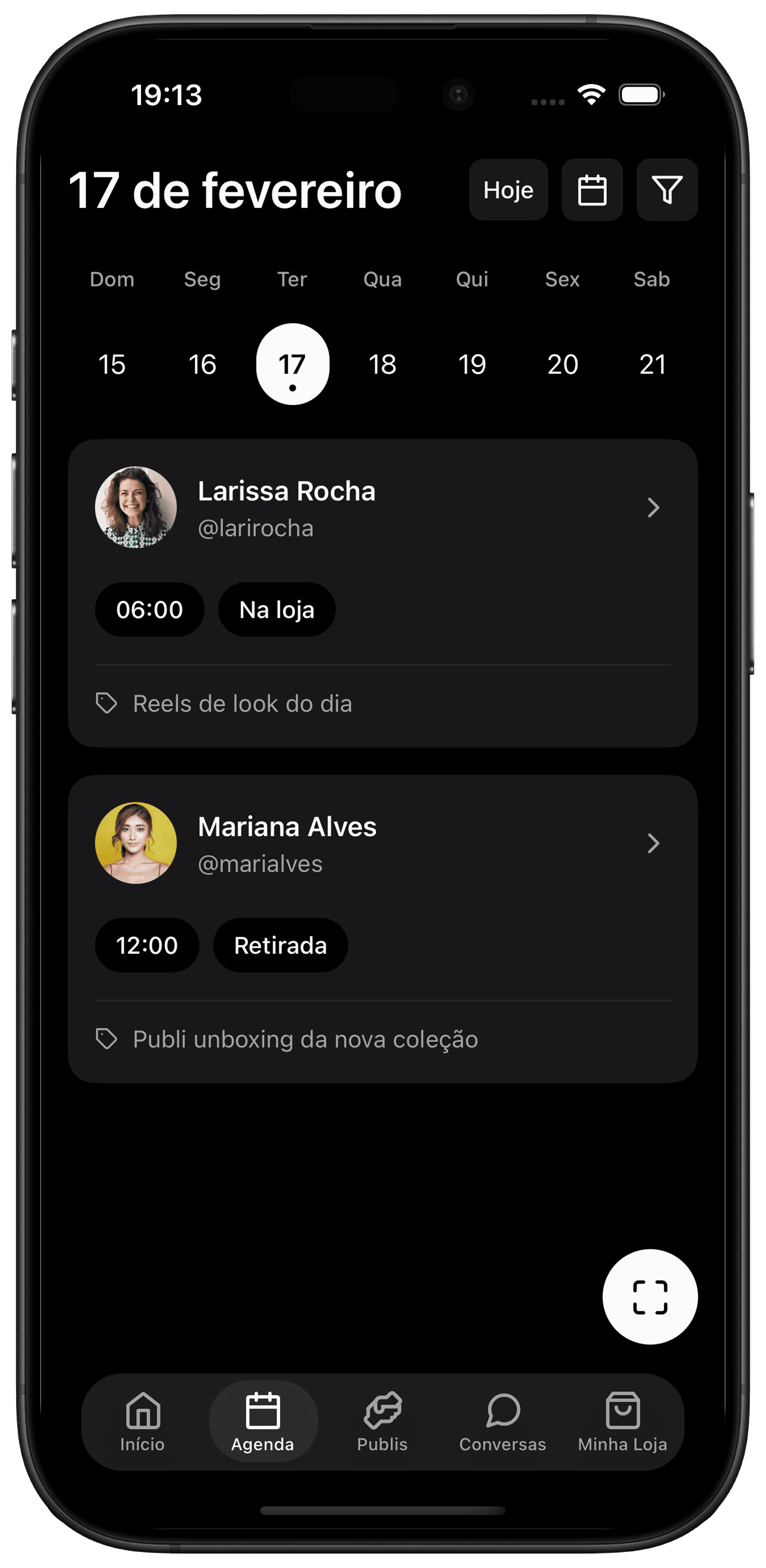 Tela inicial do app Publifiquei