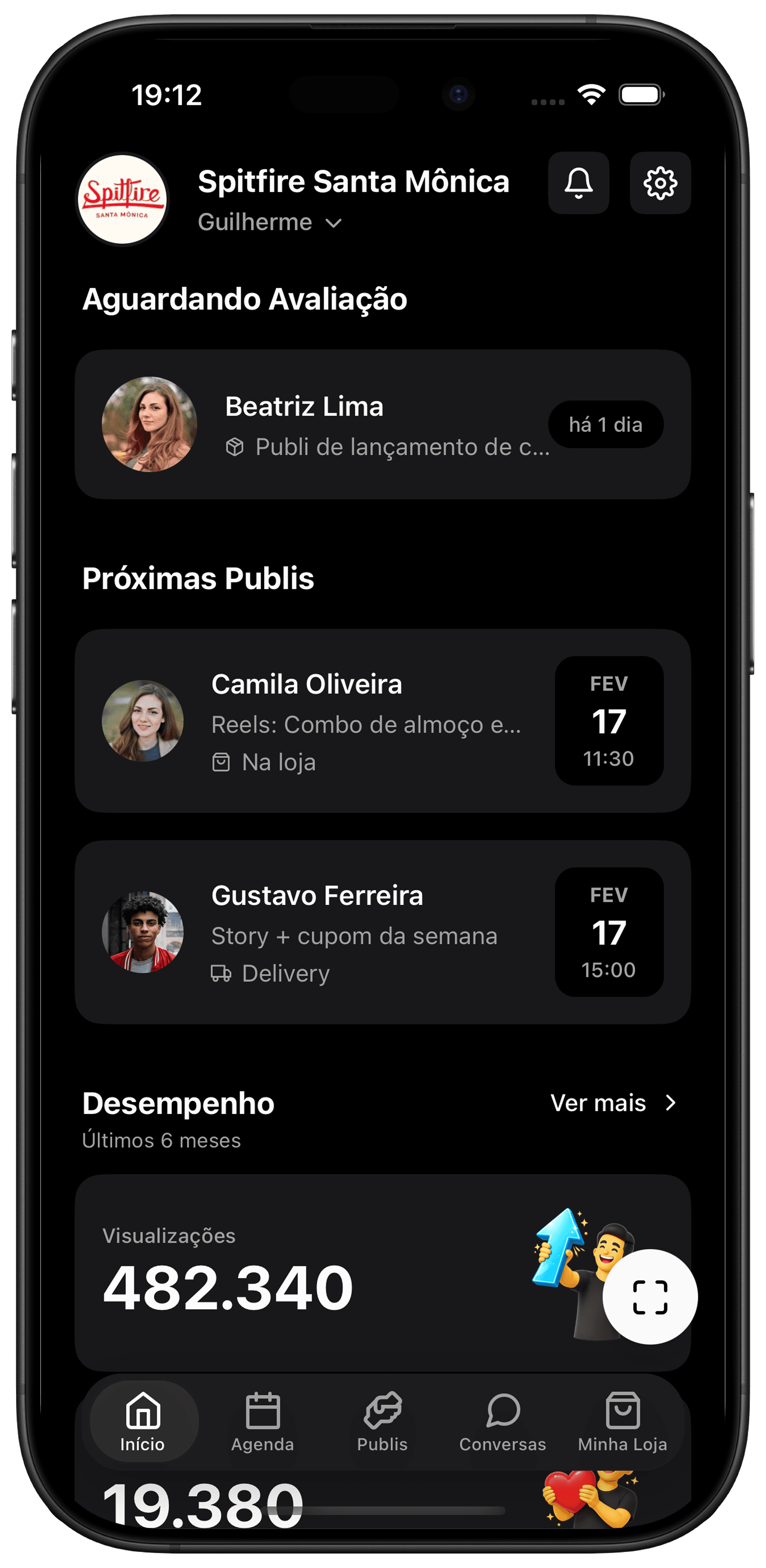 Tela inicial do app Publifiquei